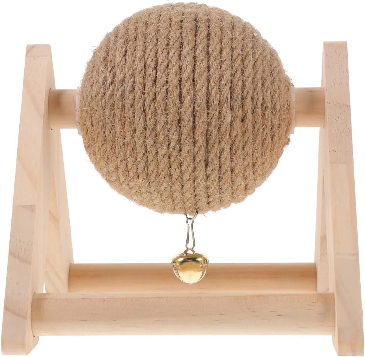 ABOOFAN Cat Scratcher Toy with Sisal Ball Cats Scratching Rope Ball Interactive Rotatable Wood Pet Scratcher Toys Durable for Indoor Kitties to Grind Claws Pet Furniture Supplies