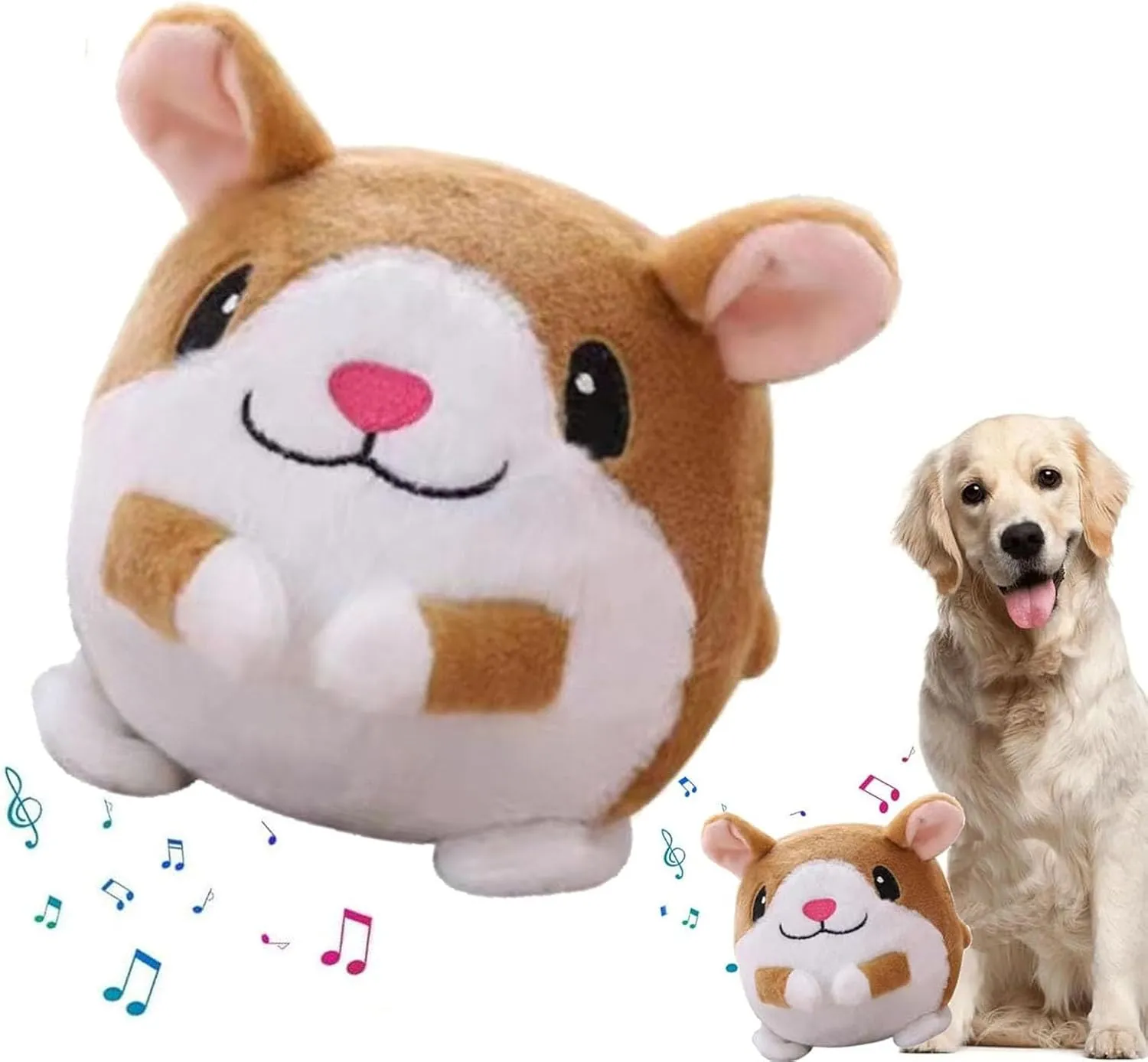 Active Moving Pet Plush Toy, Interactive Dog Toy Pet Bouncing Balls, USB Rechargeable Interactive Washable Cartoon Pig Plush Sound Electronic Dog Toy, Small Plush Sound Toys for Dogs (C)