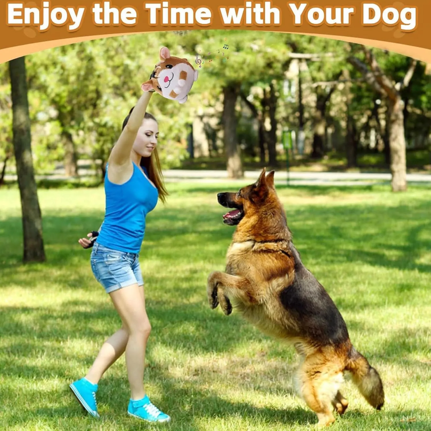 Active Moving Pet Plush Toy, Interactive Dog Toy Pet Bouncing Balls, USB Rechargeable Interactive Washable Cartoon Pig Plush Sound Electronic Dog Toy, Small Plush Sound Toys for Dogs (C)