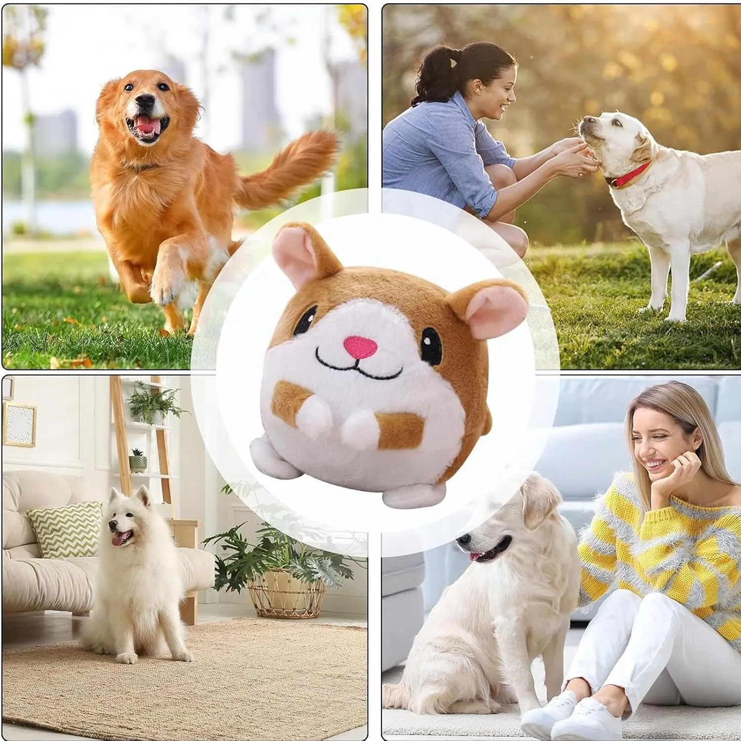 Active Moving Pet Plush Toy, Interactive Dog Toy Pet Bouncing Balls, USB Rechargeable Interactive Washable Cartoon Pig Plush Sound Electronic Dog Toy, Small Plush Sound Toys for Dogs (C)