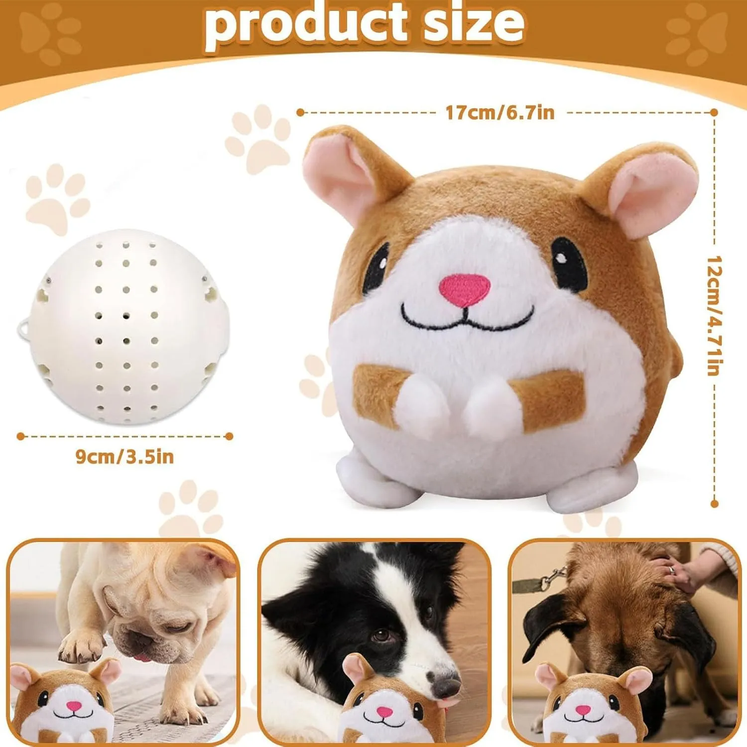 Active Moving Pet Plush Toy, Interactive Dog Toy Pet Bouncing Balls, USB Rechargeable Interactive Washable Cartoon Pig Plush Sound Electronic Dog Toy, Small Plush Sound Toys for Dogs (C)