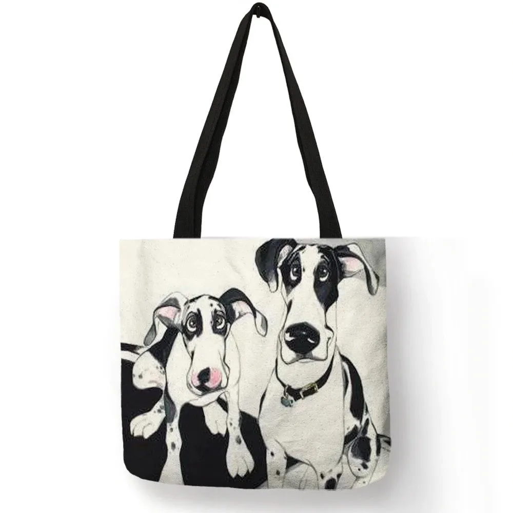 Adorable Cute Cartoon Dog Reusable Tote Bags