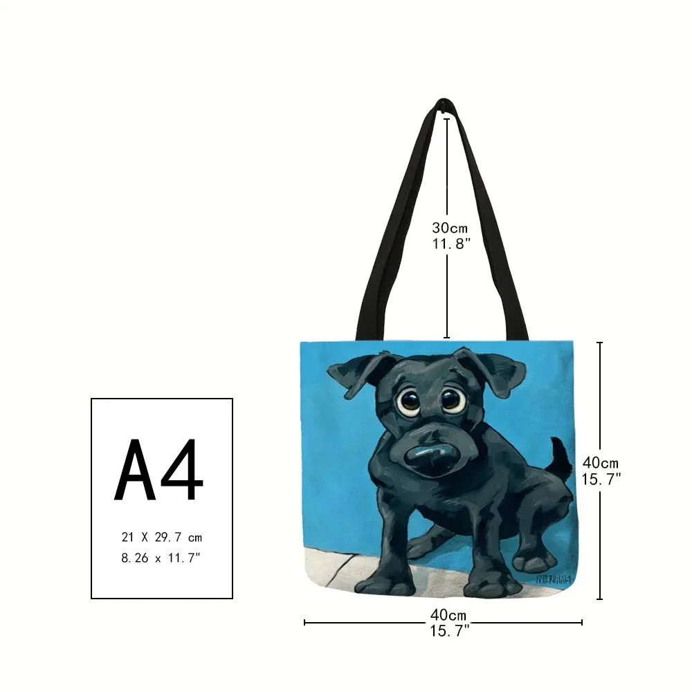 Adorable Cute Cartoon Dog Reusable Tote Bags
