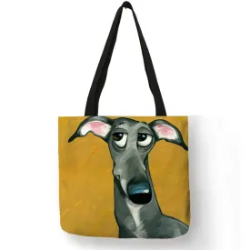 Adorable Cute Cartoon Dog Reusable Tote Bags