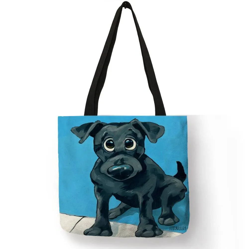 Adorable Cute Cartoon Dog Reusable Tote Bags