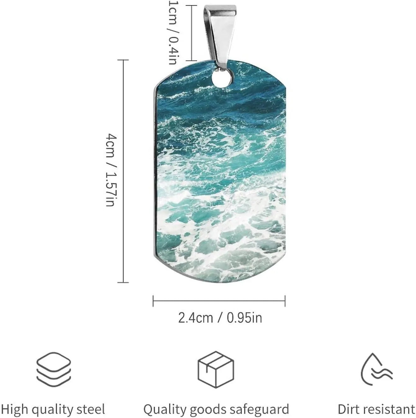 Blue Ocean Waves Stainless Steel Pet ID Tags Personalized Dog and Cat Tags Cute Collar Tags Dog Tags