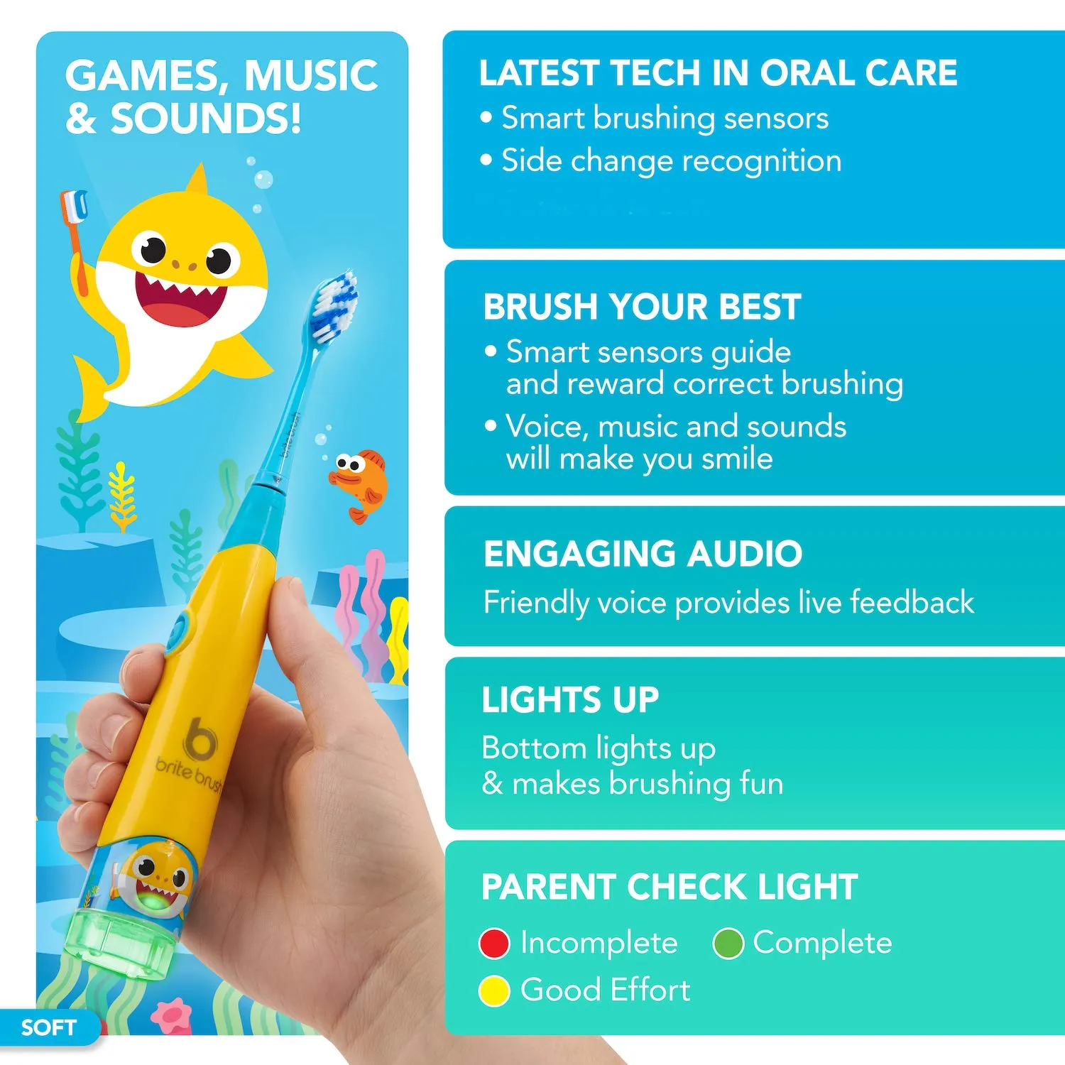 BriteBrush - Interactive Smart Kids Toothbrush featuring Baby Shark