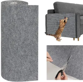 Cat Scratching Mat 78.7"x15.8" Timmable Cat Scratch Furniture Protector, Self-Adhesive Cat Scratching Carpet for Cat Scratch Post, DIY Climbing Cat Scratcher and Cat Tree Shelves(Light Grey)