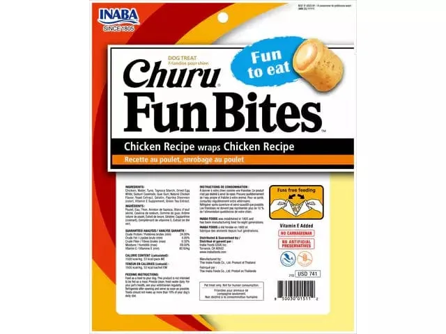 Churu Fun Bites Chicken Recipe wraps Chicken 22gx6 Pouches
