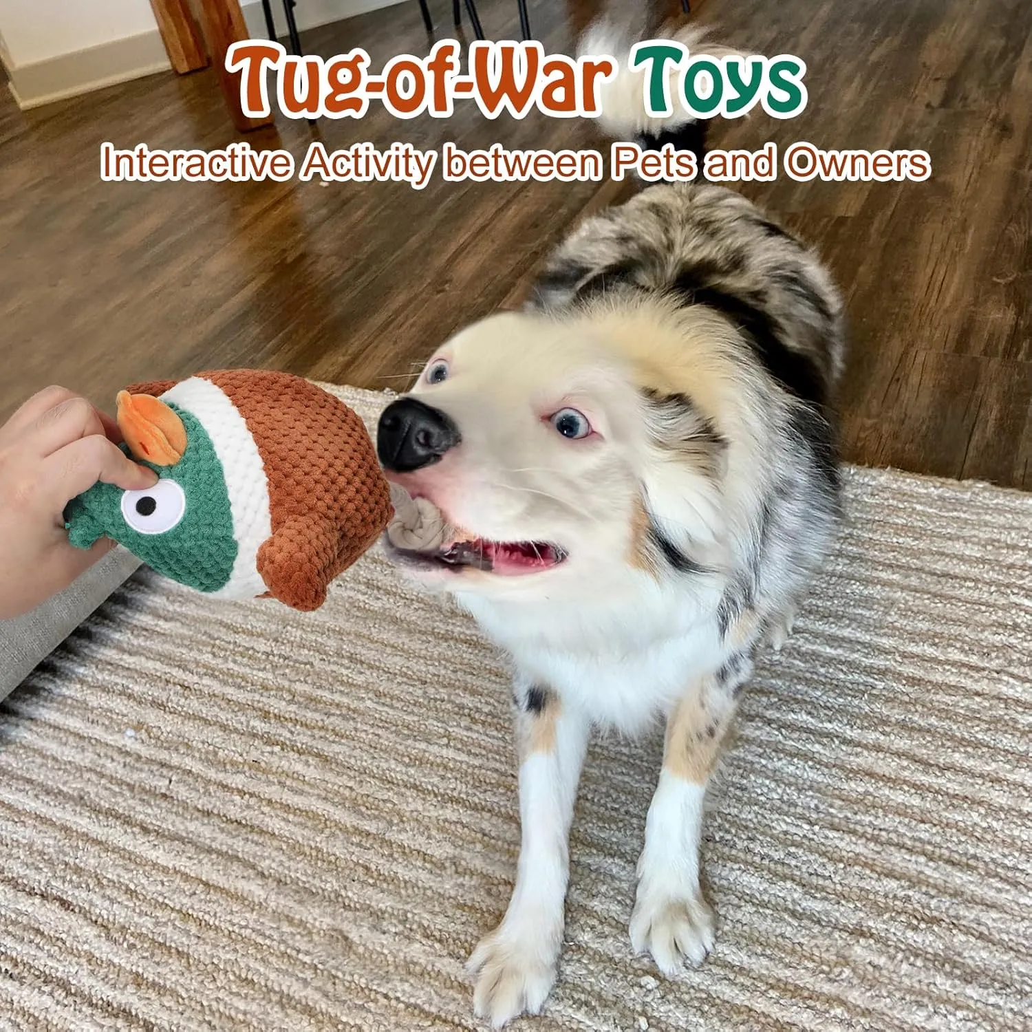 CiyvoLyeen Interactive Duck Dog Toys for Aggressive Chewers, with Electric Moving Bouncing Rolling Ball, Thicken Ropes, Original Design Chew Toy for Small Medium Large Dogs Pets to Keep Them Busy