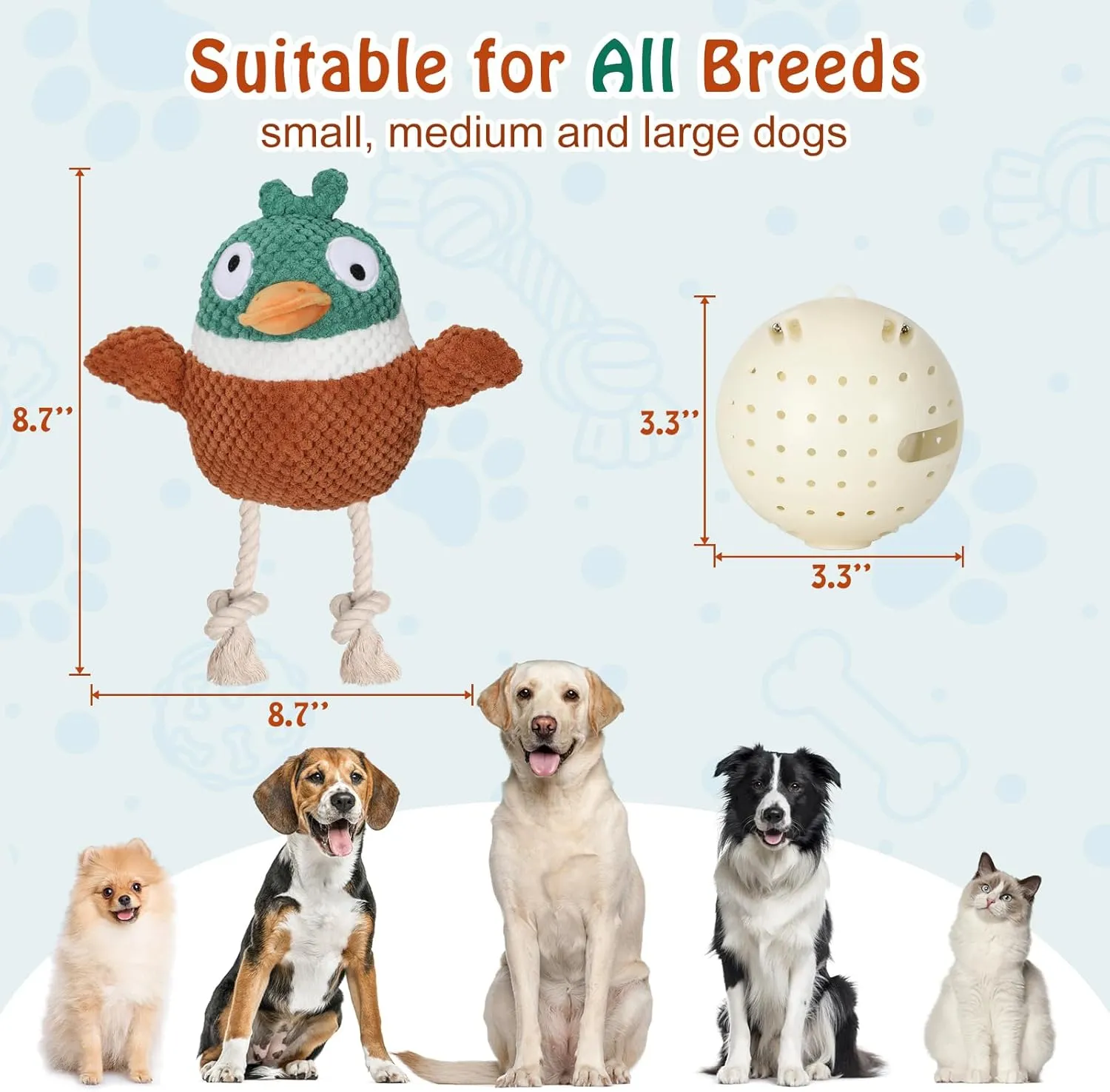 CiyvoLyeen Interactive Duck Dog Toys for Aggressive Chewers, with Electric Moving Bouncing Rolling Ball, Thicken Ropes, Original Design Chew Toy for Small Medium Large Dogs Pets to Keep Them Busy