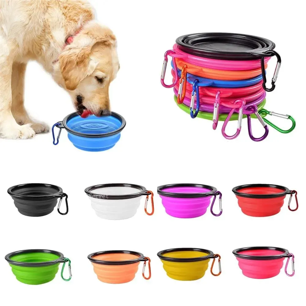 Collapsible Pet Silicone Dog Food Water Bowl Outdoor