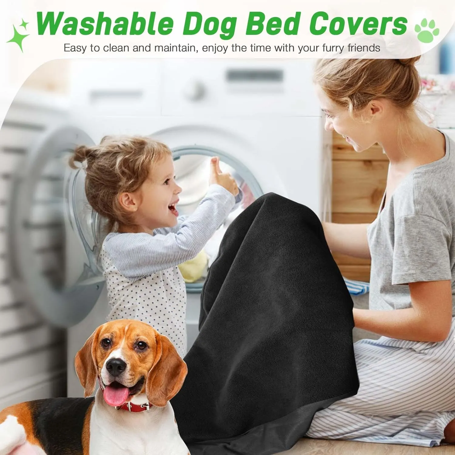 Dog Bed Covers Replacement Waterproof for Dog Bedding Washable Black 2 Pack 35" x 44" XL