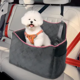 Dog Car Seat for Medium Sized Dogs 25 lbs, Safety Dog Booster Seat for Small Dogs with Secure Safe Buckles & Clip-On Leash, Soft Waterproof Washable Travel Doggy Car Seat with Storage Pockets(Gray)