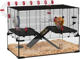 Extra Large Hamster Cage with Tube Tunnel - Multi-Level Small Animal Cage for Dwarf Hamsters & Gerbils