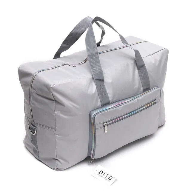 Foldable Travel Bag Women Large Capacity Portable Shoulder Duffle Bag Cartoon Printing Waterproof Weekend Luggage Tote