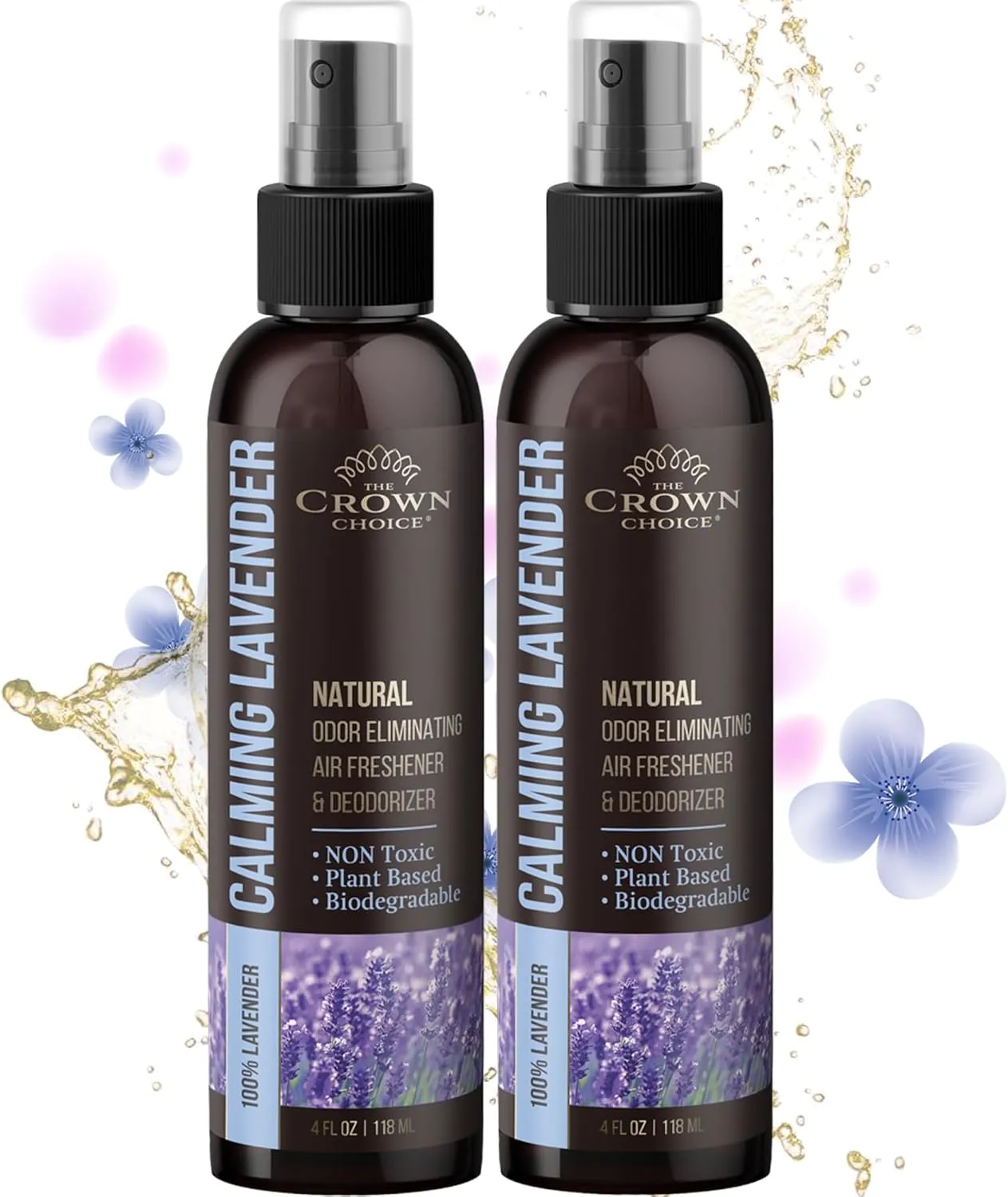 Freshen Up Dad's day with gift of Lavender Air FreshenerNon-Toxic & Natural Essential OilSprayOdor Eliminator and Deodorizer for Home/Toilet/Room/Lounge/Fabric-Linen-Spray for Bedding2 PK 4 Oz each
