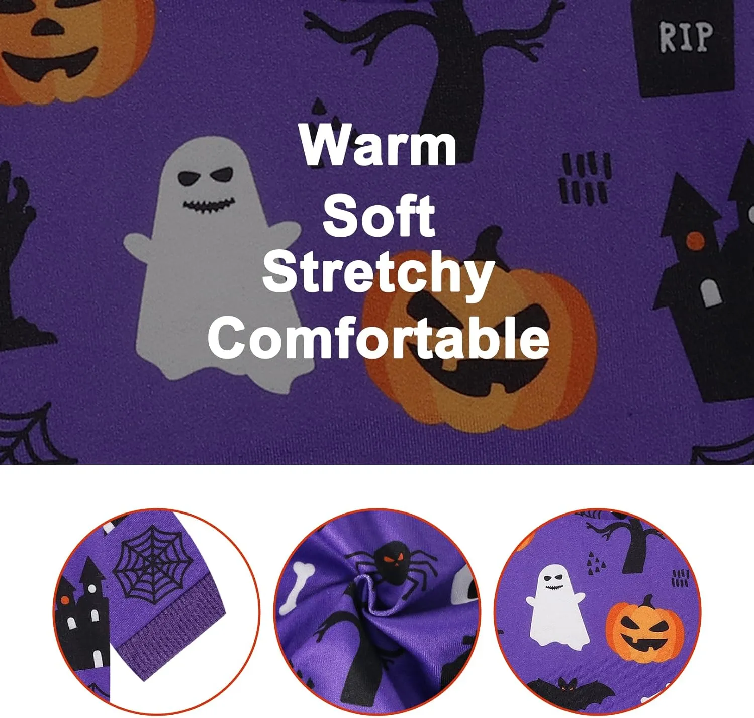 Halloween Dog Hoodies for Small Dogs: Puppy Ghost Bat Sweatshirt Winter Warm Pumpkin Costume Halloween Dog Hooded Clothes Pet Cat Holiday Apparel (Purple, S)