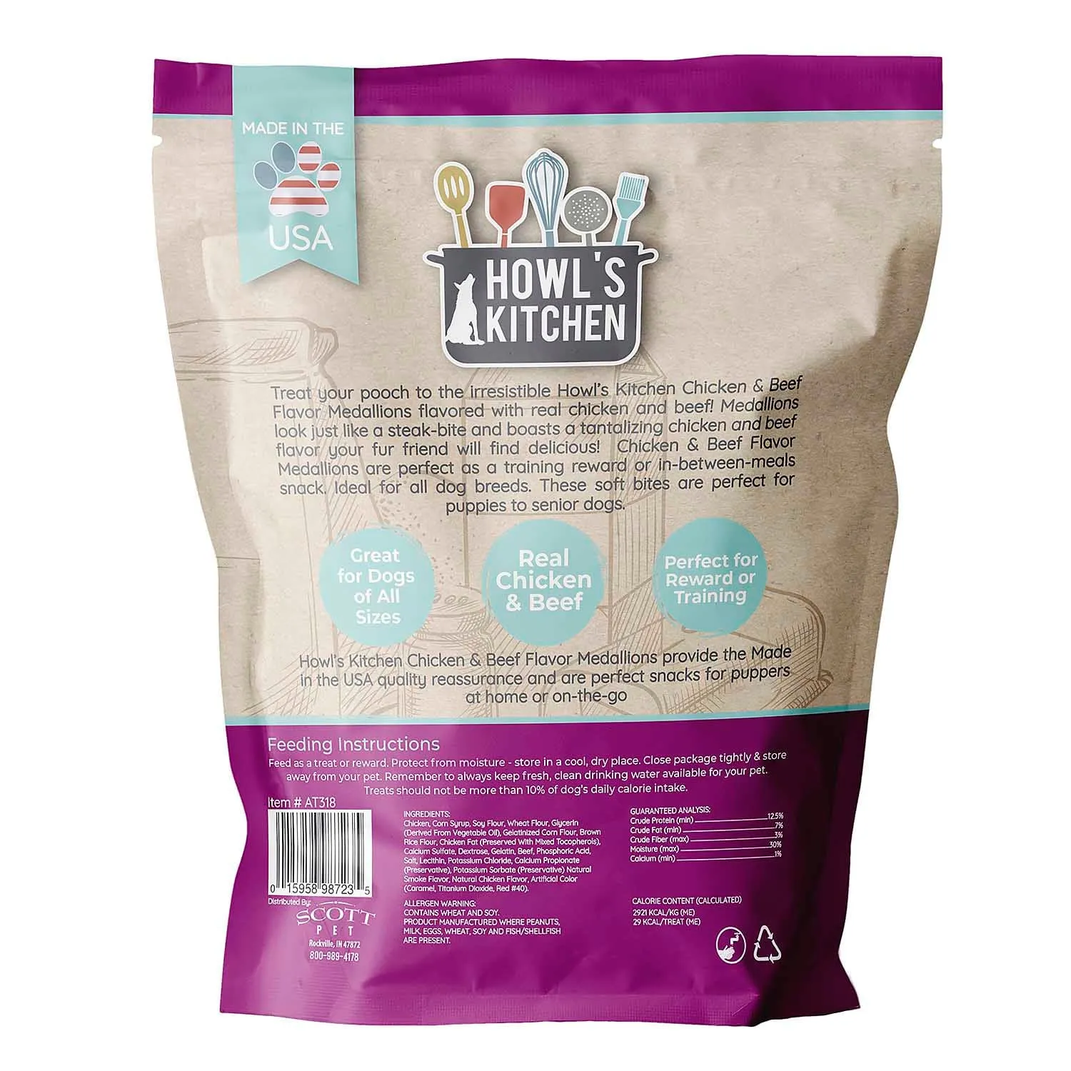 Howl's Kitchen Chicken and Beef Flavor Meaty Medallions, 12 oz
