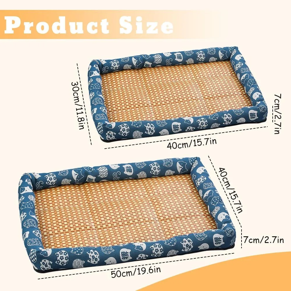 Ice Rattan Cooling Bed for Cats Dogs, Pet Ice Pad Mat Pet Cooling Mat, Summer Cooling Pet Mat Ice Pad Sleeping Mats, Cool Pad Cushion Dog Cat Puppy Blanket Pet Self Cooling Pad (50*40CM, A_Pink)