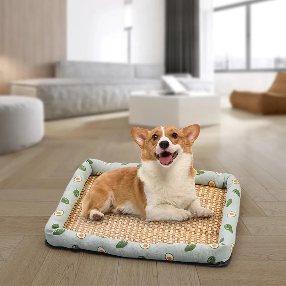 Ice Rattan Cooling Bed for Cats Dogs, Pet Ice Pad Mat Pet Cooling Mat, Summer Cooling Pet Mat Ice Pad Sleeping Mats, Cool Pad Cushion Dog Cat Puppy Blanket Pet Self Cooling Pad (50*40CM, A_Pink)
