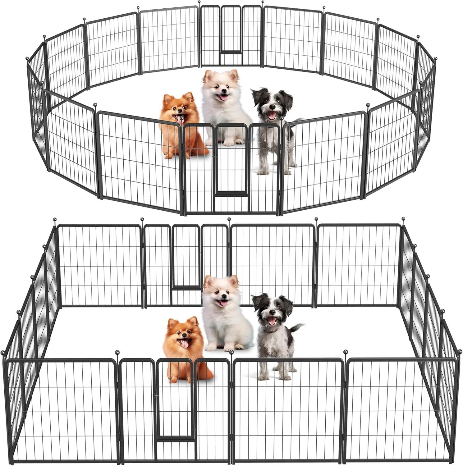InfiniPower Dog Playpen for Yard, RV, Camping, 24 Inch 16 Panels Play Pen Indoor, Heavy Duty Indoor Outdoor Exercise Dog Pen for Puppies/Small Dogs, Black