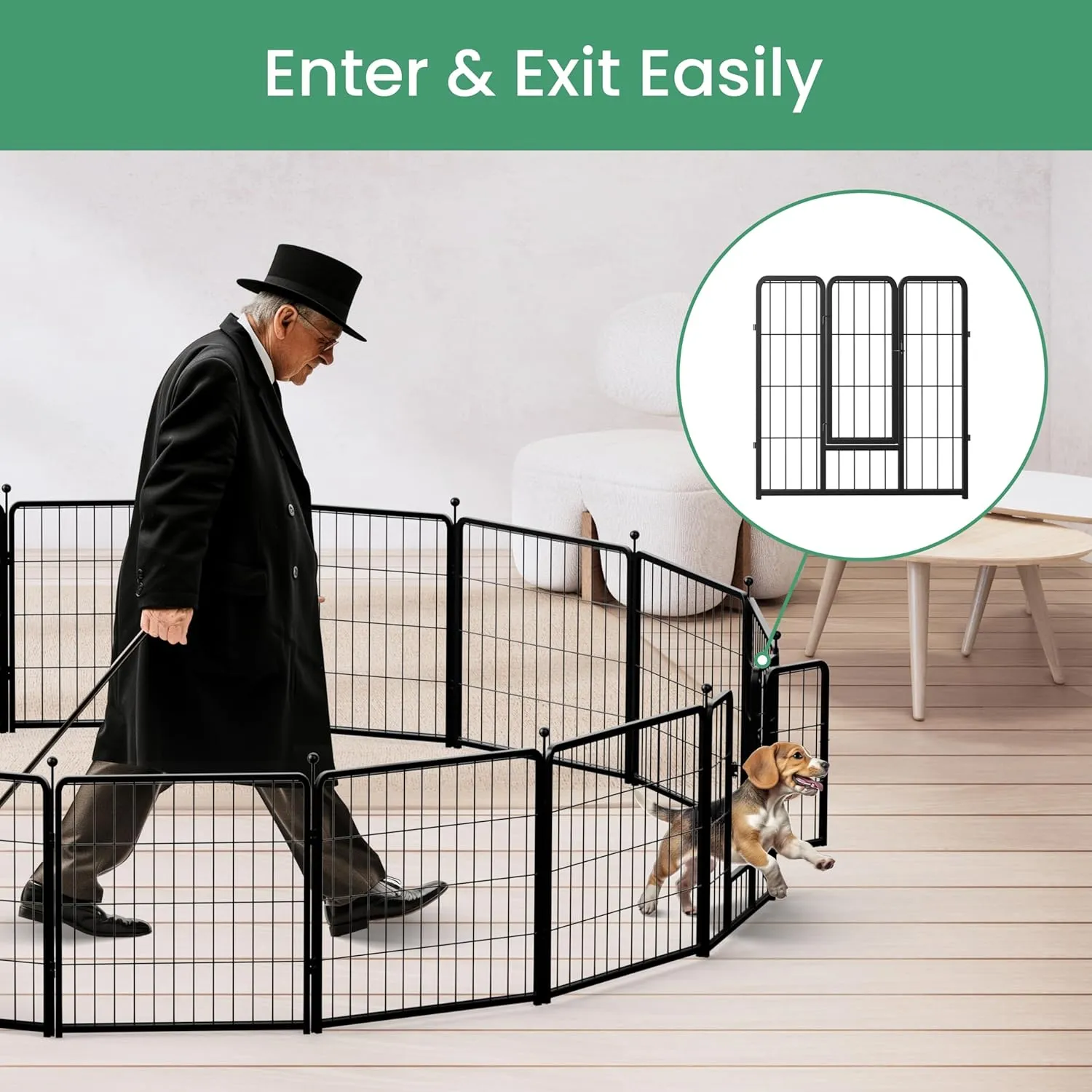 InfiniPower Dog Playpen for Yard, RV, Camping, 24 Inch 16 Panels Play Pen Indoor, Heavy Duty Indoor Outdoor Exercise Dog Pen for Puppies/Small Dogs, Black