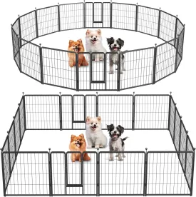 InfiniPower Dog Playpen for Yard, RV, Camping, 24 Inch 16 Panels Play Pen Indoor, Heavy Duty Indoor Outdoor Exercise Dog Pen for Puppies/Small Dogs, Black