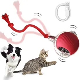 Interactive Cat Toy, Smart Rolling Ball for Indoor Cats Self Play, 3 Modes & Motion Activated Self Moving With Long Tail Teaser & LED, Stimulating Toys for Indoor Cats