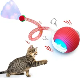 Interactive Cat Toys Ball for Indoor Cats,2025 Newly Upgraded Agile Moving Cat Ball with Elastic Mesh Tail,Automatic Speedy Tail 2.0 cat Toys for Bored Indoor Adult Cats,Motion Activated