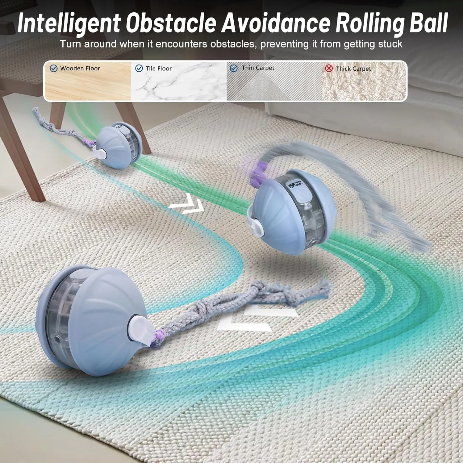 Interactive Pet Toy Ball Electric Cat Toy Ball Interactive Dog Cat Smart Ball Toy Automatic Toys Rolling Ball for Cats Dogs Motion Activated Automatic Moving Ball Toy (Green)