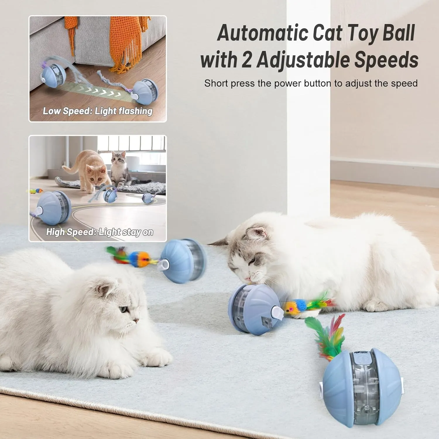Interactive Pet Toy Ball Electric Cat Toy Ball Interactive Dog Cat Smart Ball Toy Automatic Toys Rolling Ball for Cats Dogs Motion Activated Automatic Moving Ball Toy (Green)