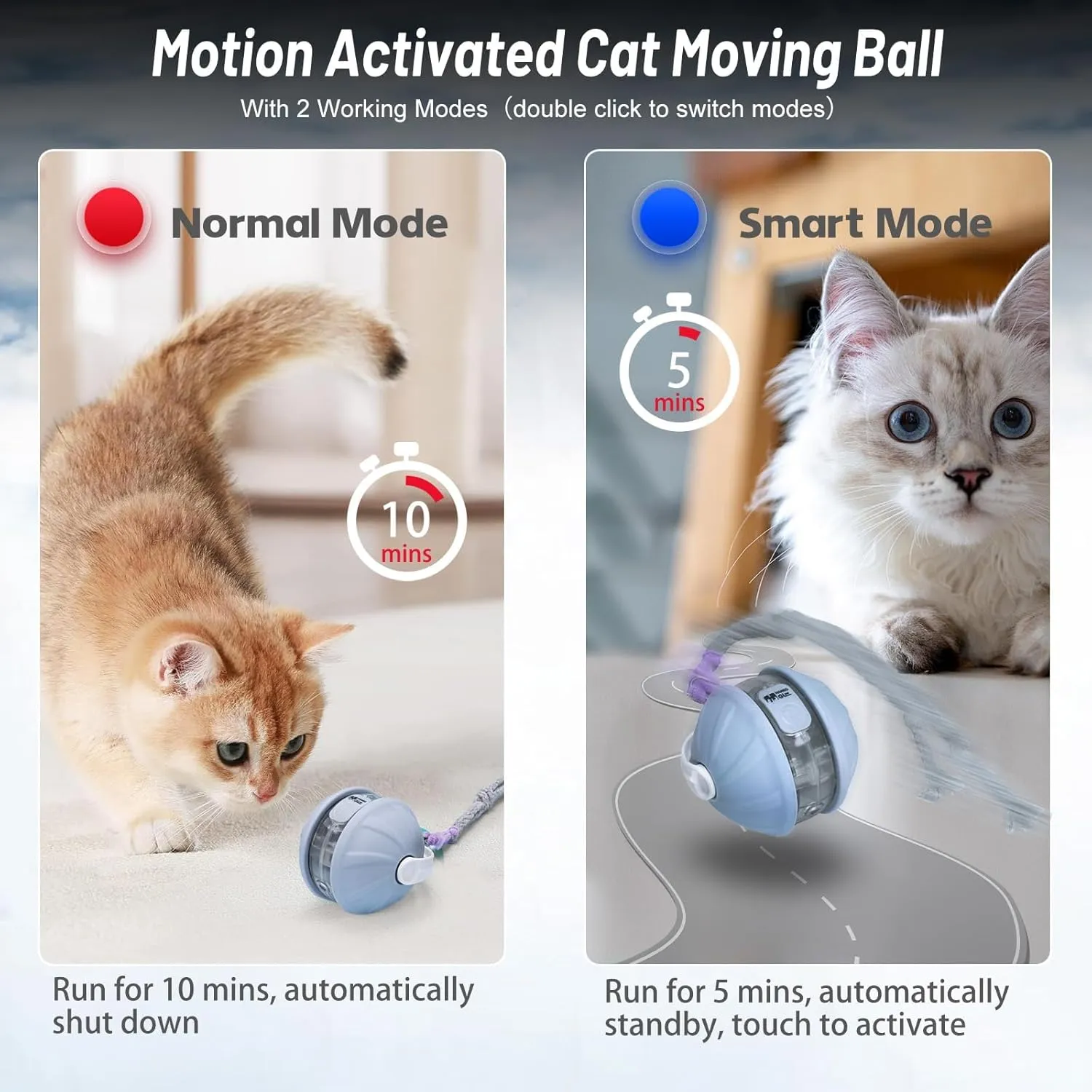Interactive Pet Toy Ball Electric Cat Toy Ball Interactive Dog Cat Smart Ball Toy Automatic Toys Rolling Ball for Cats Dogs Motion Activated Automatic Moving Ball Toy (Green)
