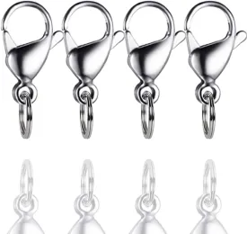 IVIA Dog Tag Clips / 316 Stainless Steel Lobster Buckle with Rings for Cat& Dog Collars and Necklace(4 Pack Silver)