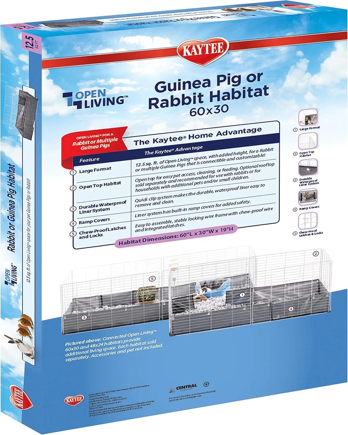 Kaytee Open Living Pet Guinea Pig or Rabbit Habitat, 60" x 30"
