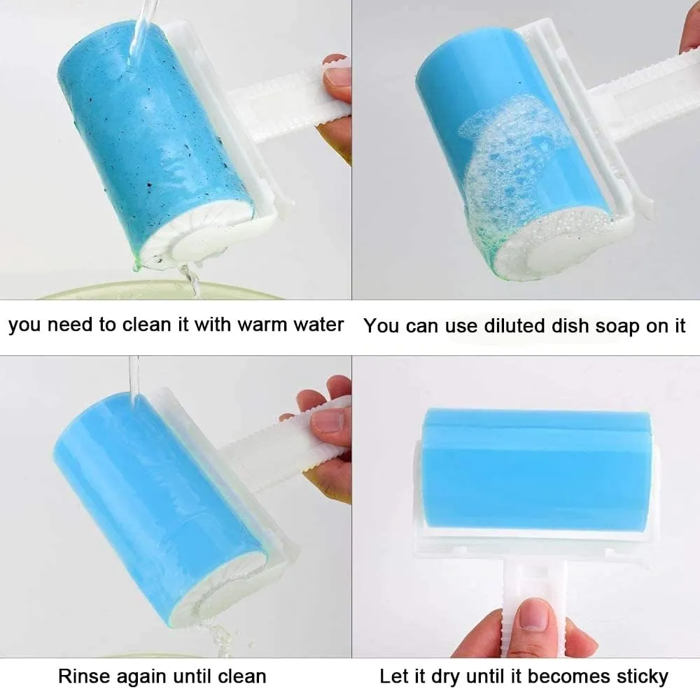 Lint Roller 3 Pack, Washable Lint Roller Reusable Pet Hair Remover Cleaner with Cover for Clothes, Pet Hairs, Include Large/Medium/Small Size