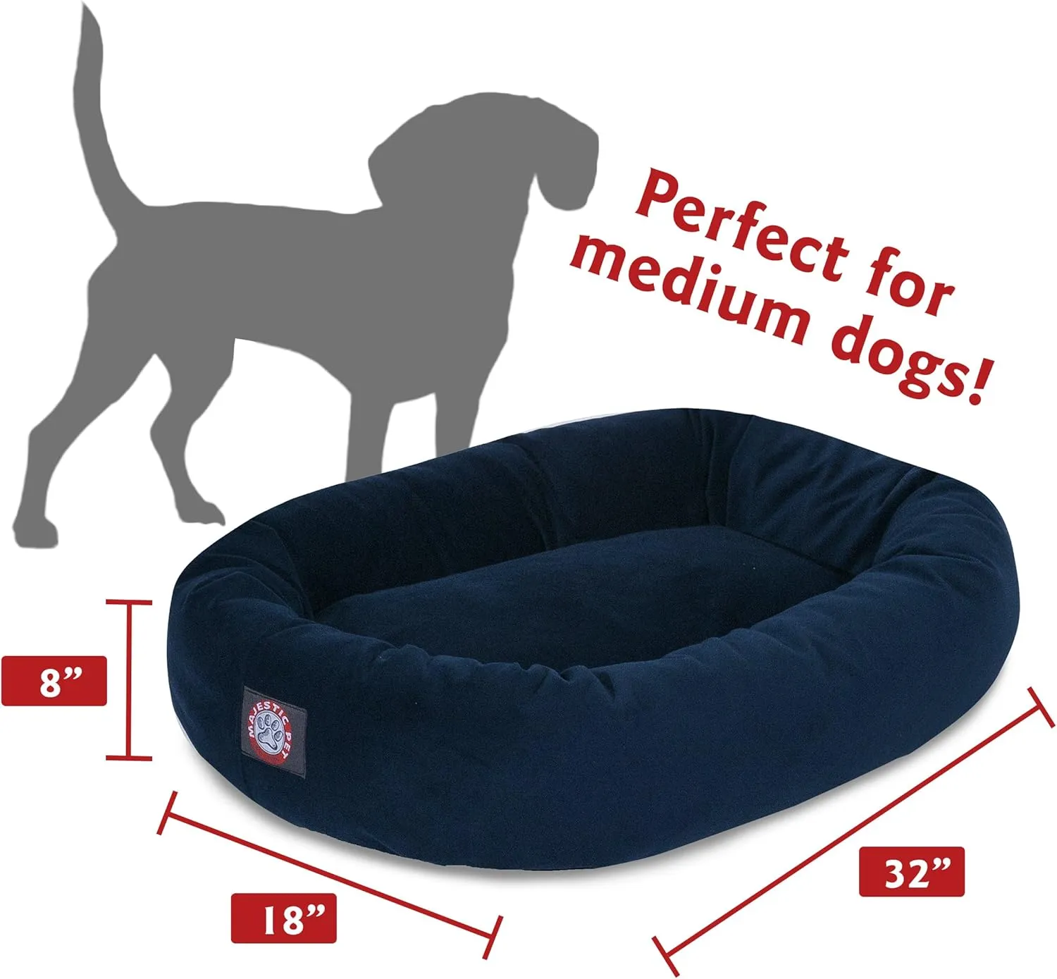 Majestic Pet Villa 32 Inch Shredded Memory Foam Dog Bed for Medium Sized Dogs 32x23x7 InchOrthopedic Dog Bed - Durable Pet Bed - Washable Medium Pet Bed with Head Support-Apple