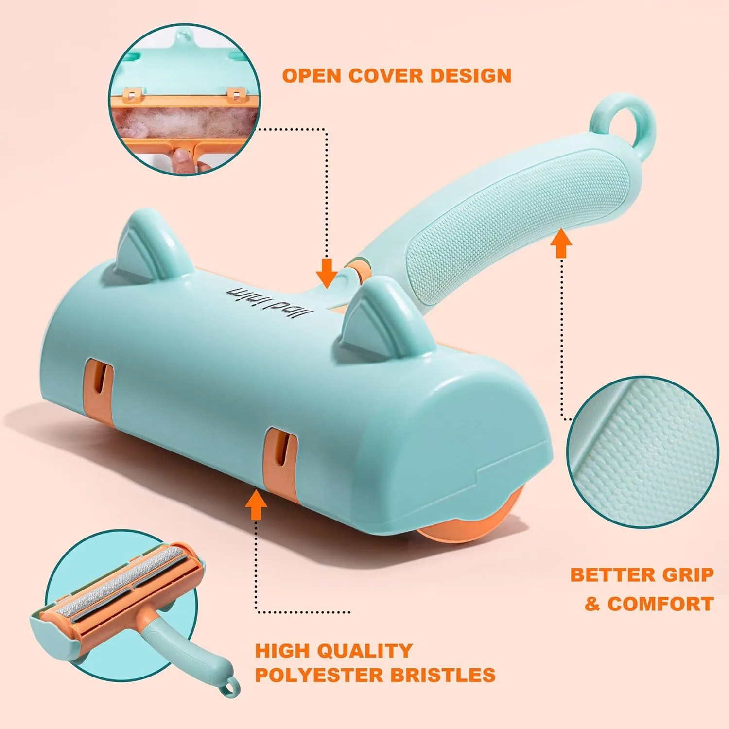 Mini Ball Roller Reusable Pet Hair and Lint Remover - Portable Multi-Surface Cat and Dog Hair Remover Tool for Carpet, Clothing, Furniture and Bedding (Grey), Gray, 198168449929