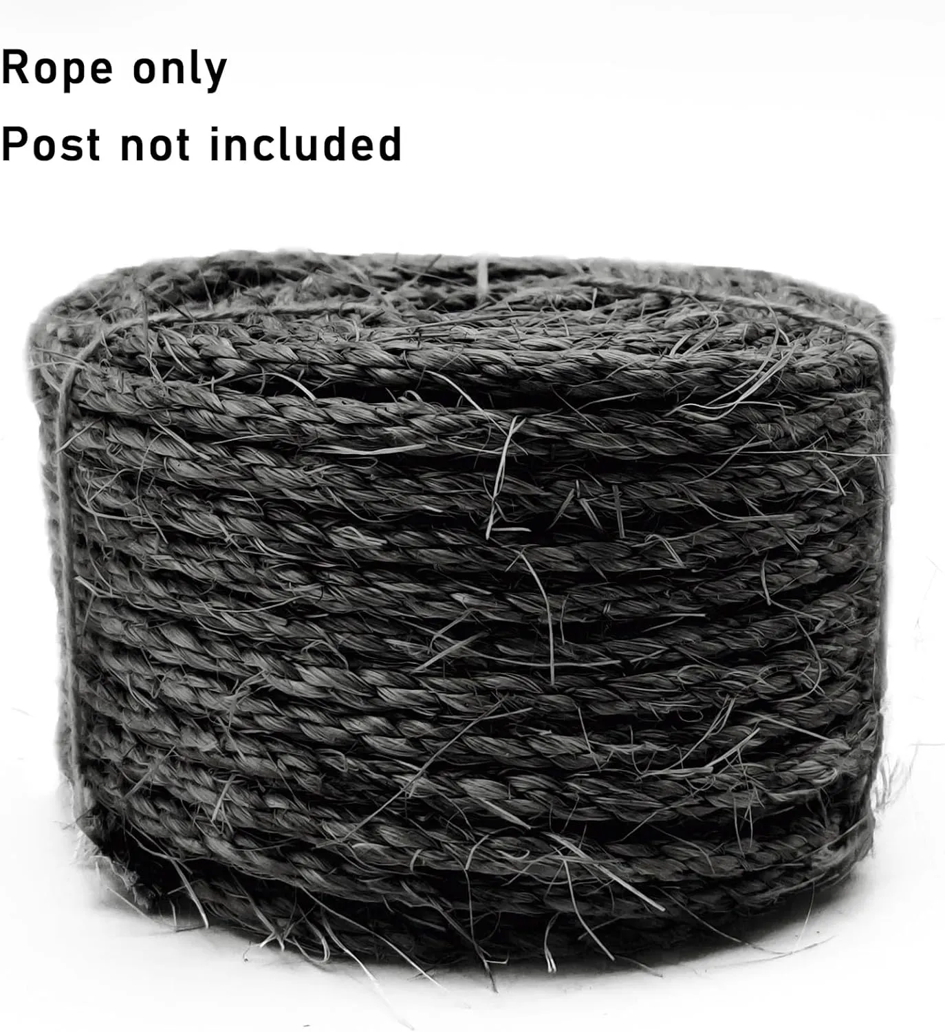 Natural Sisal Rope for Cat Scratcher, 1/4 Inch 164FT Sisal Rope for Cat Scratching Post Repair Replacement, Multi Color Cat Scratch Tree Rope Replacement, Solid Black