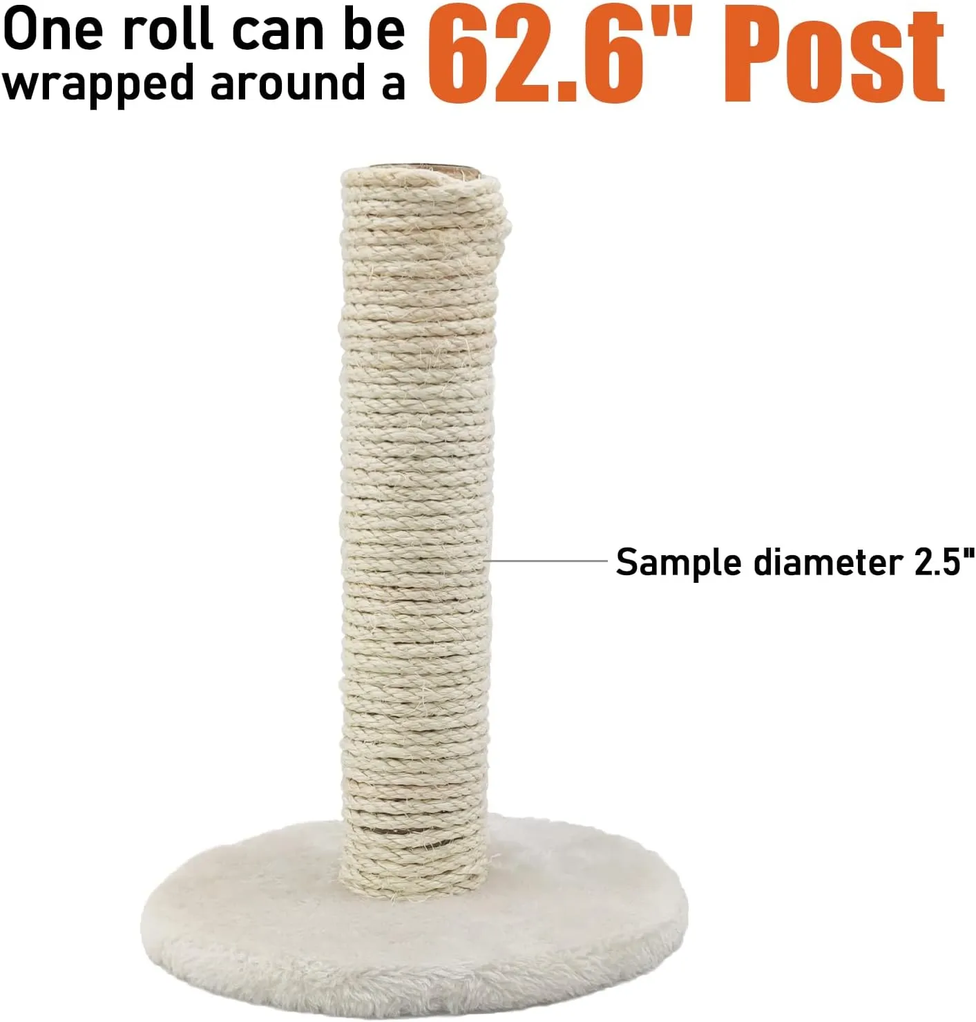 Natural Sisal Rope for Cat Scratcher, 1/4 Inch 164FT Sisal Rope for Cat Scratching Post Repair Replacement, Multi Color Cat Scratch Tree Rope Replacement, Solid Black