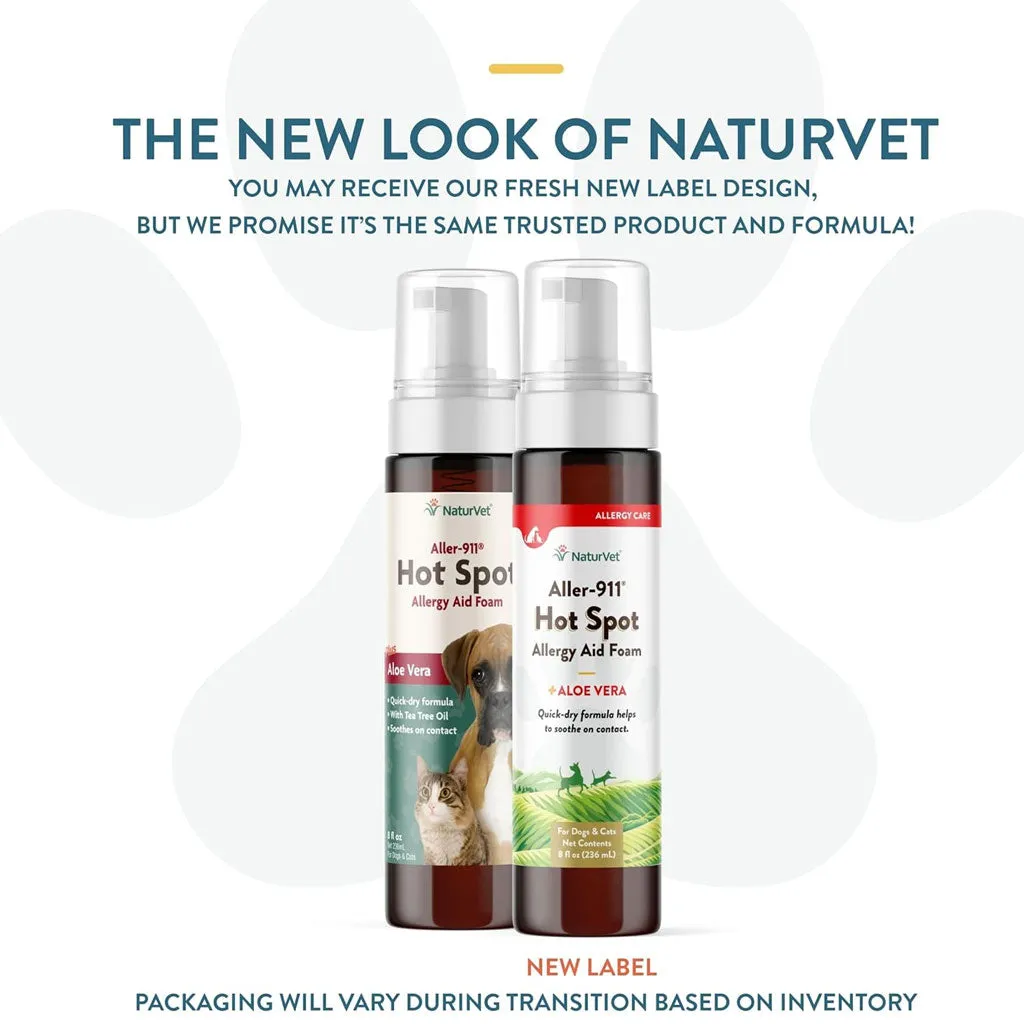 NaturVet Aller-911 Hot Spot Allergy Aid Foam with Aloe Vera for Dogs & Cats, 8-oz