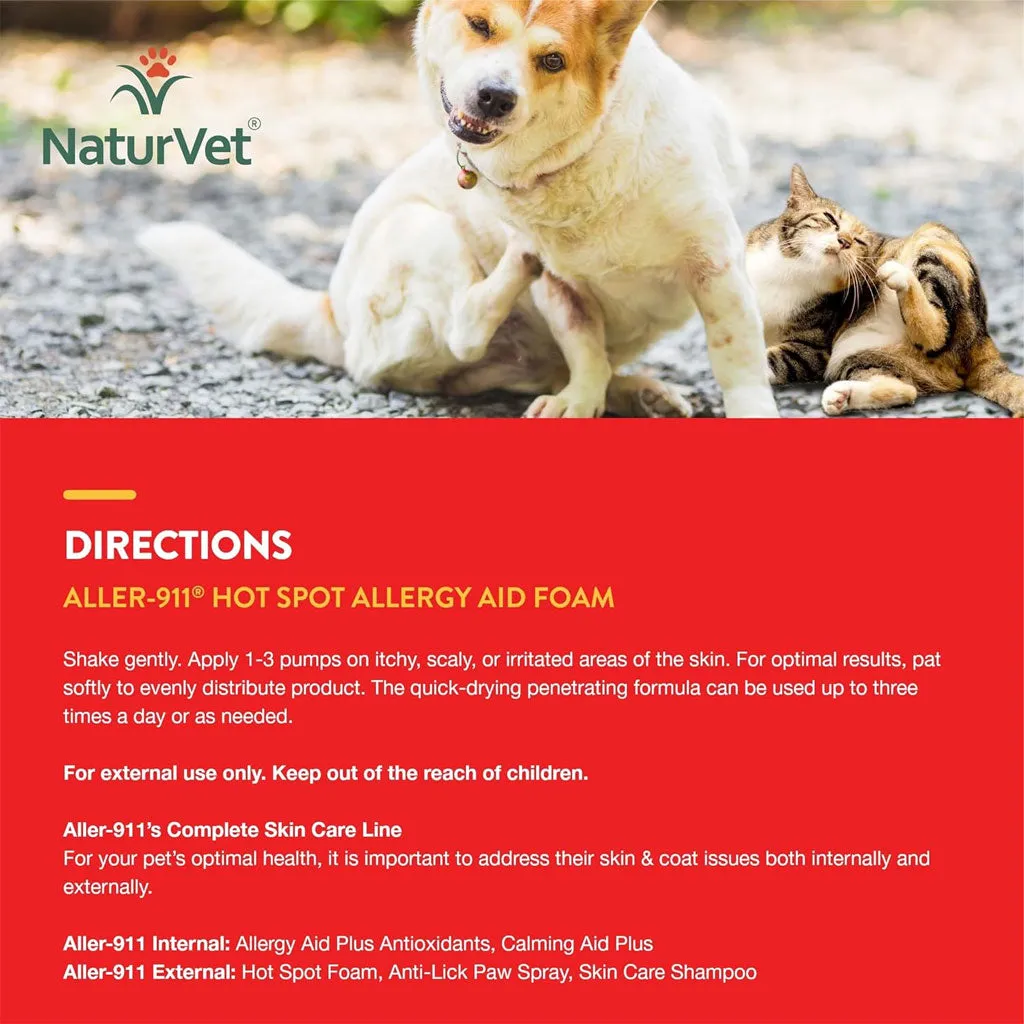 NaturVet Aller-911 Hot Spot Allergy Aid Foam with Aloe Vera for Dogs & Cats, 8-oz