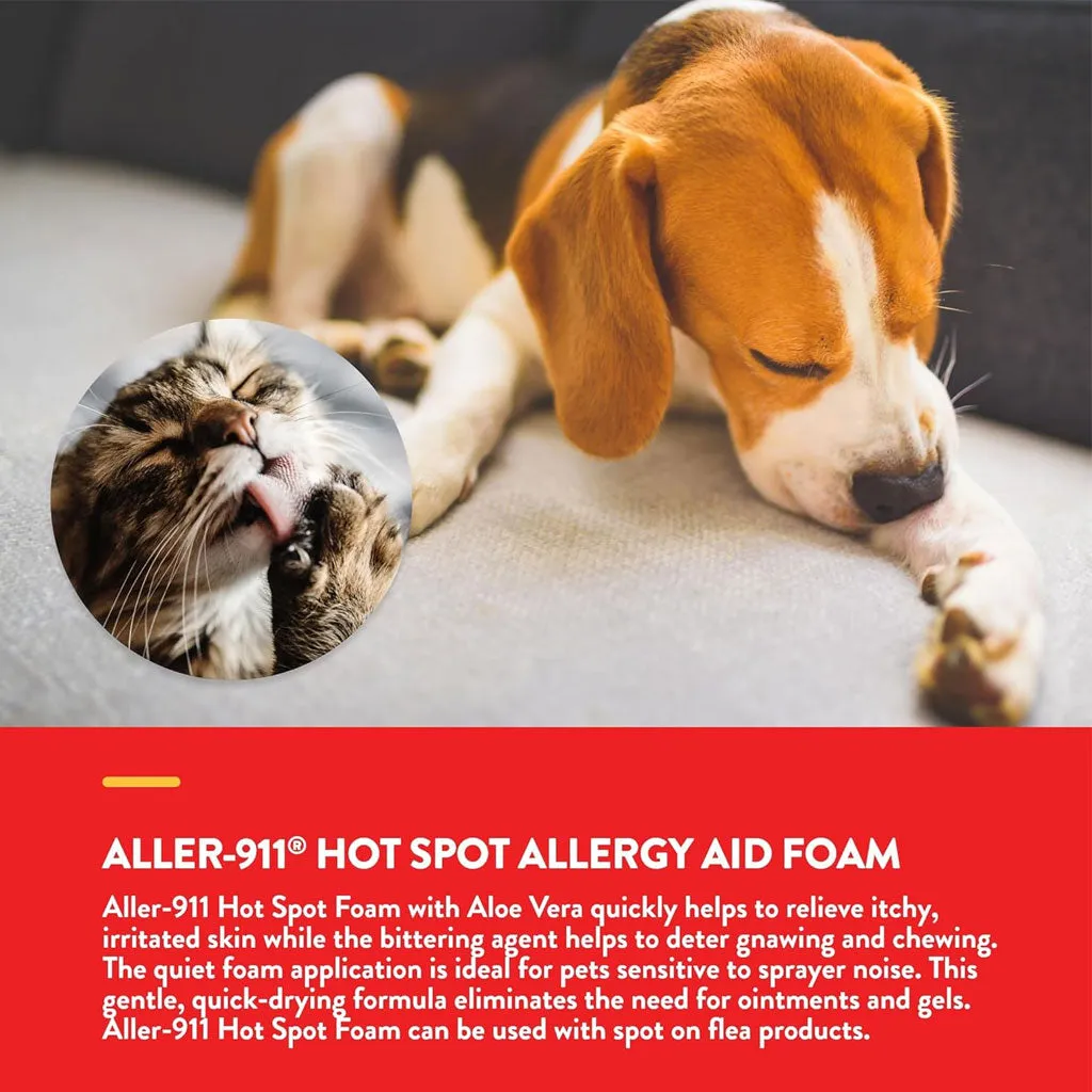 NaturVet Aller-911 Hot Spot Allergy Aid Foam with Aloe Vera for Dogs & Cats, 8-oz