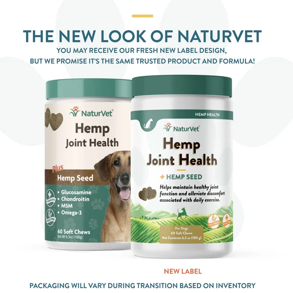NaturVet Hemp Joint Health Plus Hemp Seed Soft Chews for Dogs, 60 count