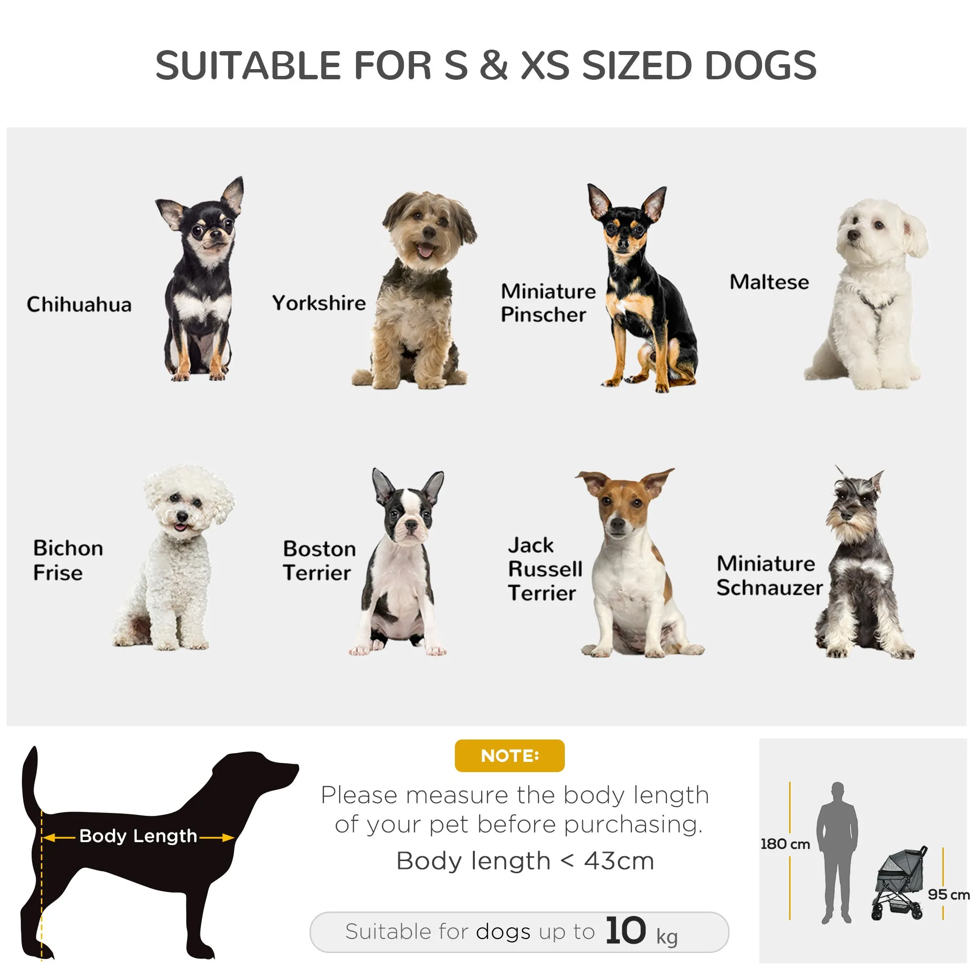 PawHut Pet Stroller Foldable Dog Cat Travel Carriage 2-In-1 Design Carrying Bag