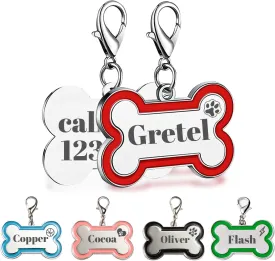 Personalized Dog ID Tag for Pets,Durable & Double Sided,Deep Engraved 6 Lines of Text - 20 Icons,10 Fonts, 6 Colors, Gifts for Pets,Bone Shaped