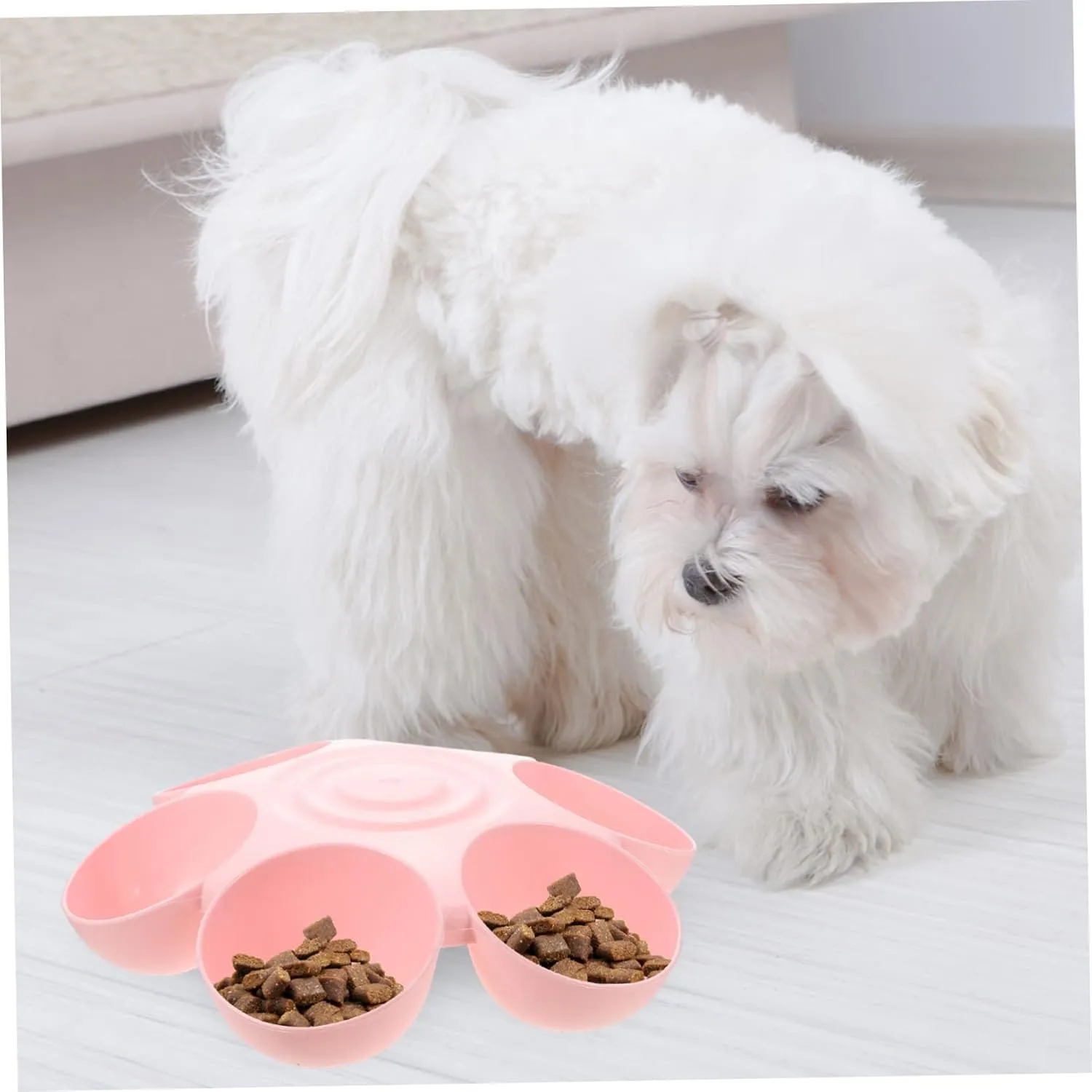 Pet Feeding Bowl Decorative Flower Design Multi-Compartment Cat Feeder for Dogs and Cats Easy to Prevents Spills Comfortable Eating for Multiple Pets