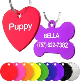 Pet ID Tag Custom for Dog Cat Personalized | Many Shapes and Colors to Choose from | Made in USA | Strong Anodized Aluminum (Heart Green, Small)