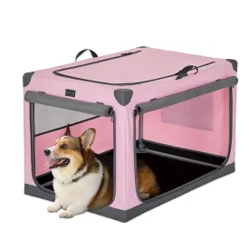 PETSFIT Portable Soft Collapsible Dog Crate Pink