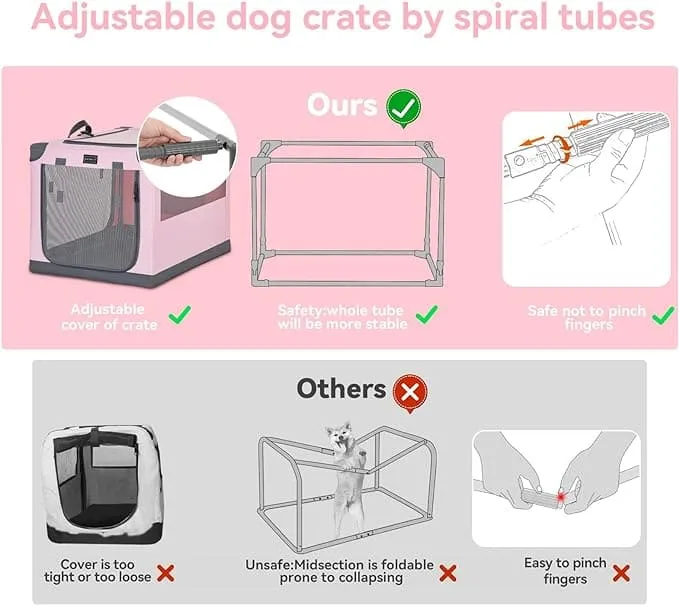 PETSFIT Portable Soft Collapsible Dog Crate Pink